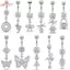 HFSHY Thép không gỉ Dangle Bụng Nút Nhẫn Cubic Zirconia Bướm Cá Heo Rốn Xỏ Trang Sức Nữ Thời Trang Body Piercing VN