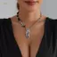 PNPIA- Mặt dây chuyền thả nước kim cương hình elip Nelace Hạt không đều Dây chuyền Choker Kim cương giả Nelace Tiệc cưới Trang sức Quà tặng