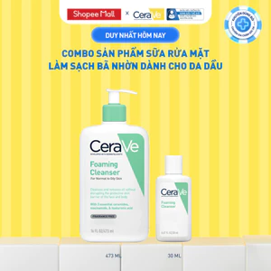 Bộ sản phẩm sữa rửa mặt CeraVe làm sạch bã nhờn dành cho da dầu Foaming Cleanser