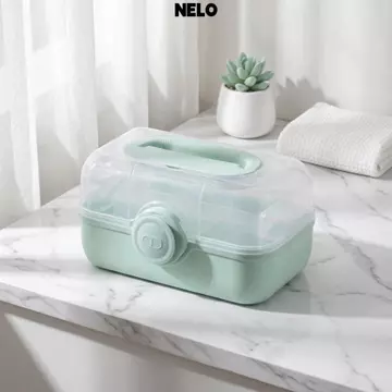 Bộ sơ cứu hộ gia đình di động NELO, Hộp đựng thuốc nhiều lớp dung tích lớn PP, Hồng, Trắng, Hộp đựng thuốc nhiều lớp dung tích lớn, Hộp đựng khẩn cấp chăm sóc sức khỏe ký túc xá 28 * 20 * 16cm