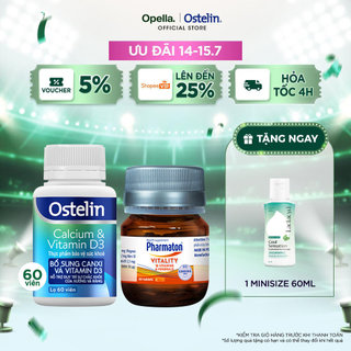 Ostelin Viên Uống Hỗ Trợ Bổ Sung Calcium & Vitamin D3 60 viên + Thực Phẩm Bảo Vệ Sức Khỏe Pharmaton Vitality 30 Viên