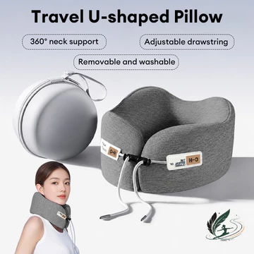 LY-Gối du lịch hình chữ U bằng mút hoạt tính, gối kê cổ khi đi máy bay, gối ngủ di động cho chuyến công tác, gối cổ.