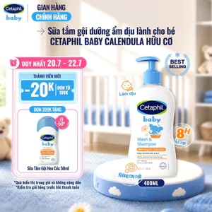 Sữa tắm gội dưỡng ẩm dịu lành cho bé với Calendula hoa cúc hữu cơ CETAPHIL BABY W&SHAMPOO CALENDULA 400ML