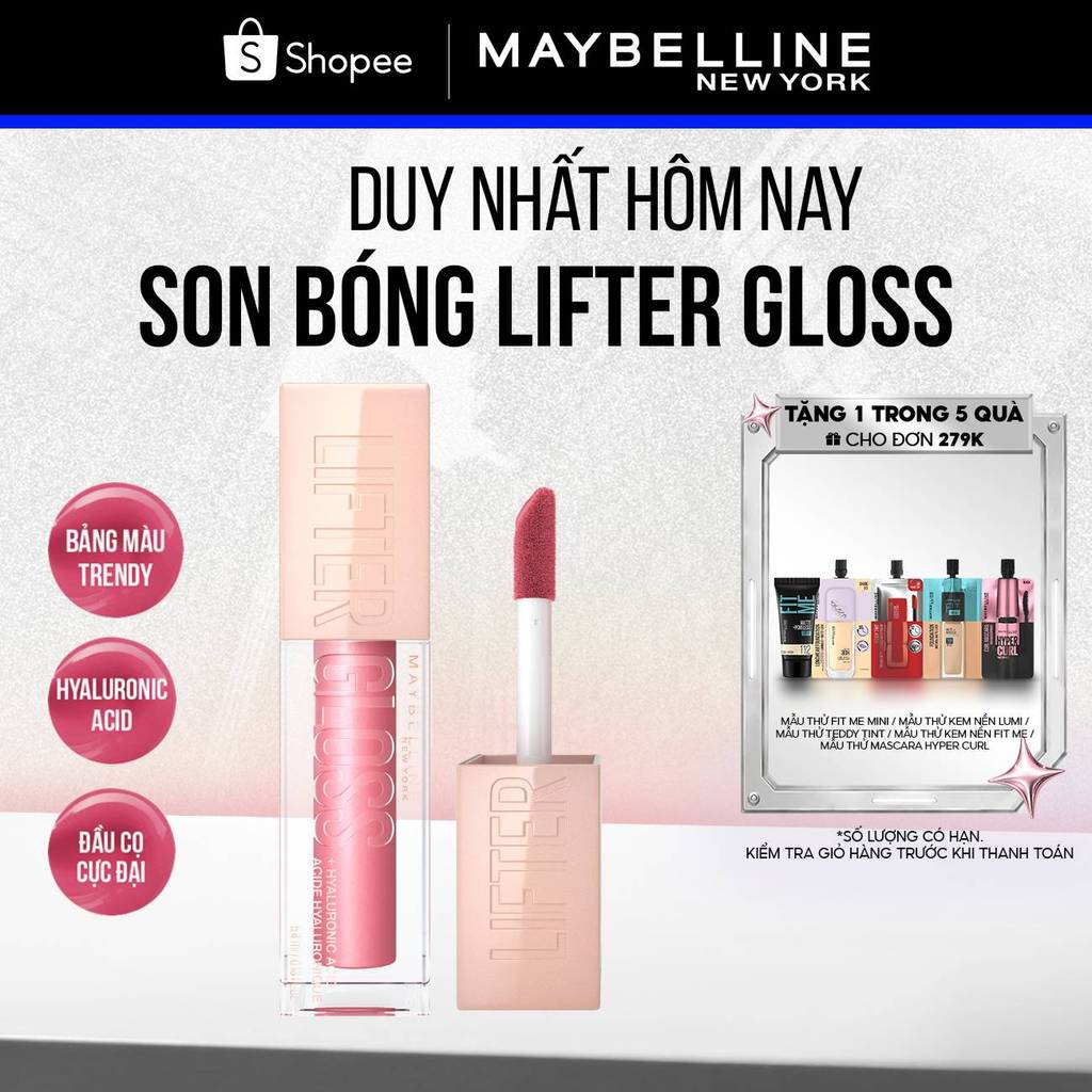 Son Bóng Lifter Gloss cho Đôi Môi Đầy Căng Mọng Kẹo cùng Hyaluronic Acid Maybelline New York 5.4ML