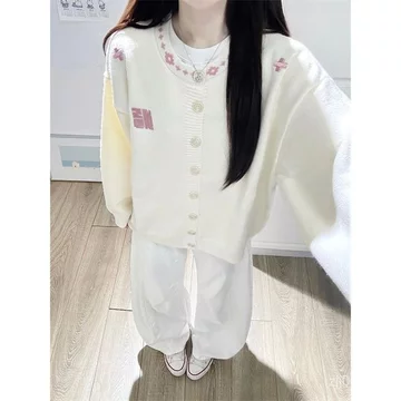 Bán chạy phong cách lười biếng Hàn Quốc Áo len dài tay thu đông Áo len cổ tròn giảm tuổi nhẹ nhàng Áo len dáng rộng cho nữ Áo len mỏng hơn Áo len HMJE