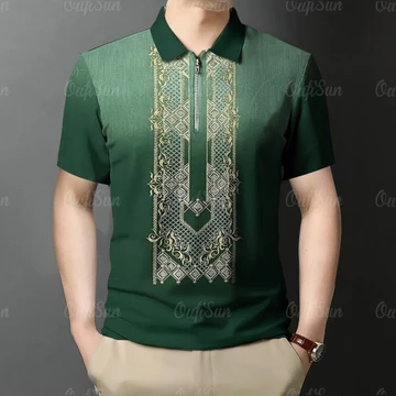 2025 Áo Polo Xanh Cho Nam Thời Trang Dây Kéo Polo Cho Nam Polo Cho Nam Polo Chính Thức Áo Sơ Mi Polo Cho Nam ModernFor Nam Châu Á Attire Dành Cho Nam