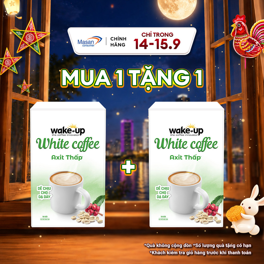 Cà phê hòa tan Wake up White Coffee hộp x 18stick x 18gr