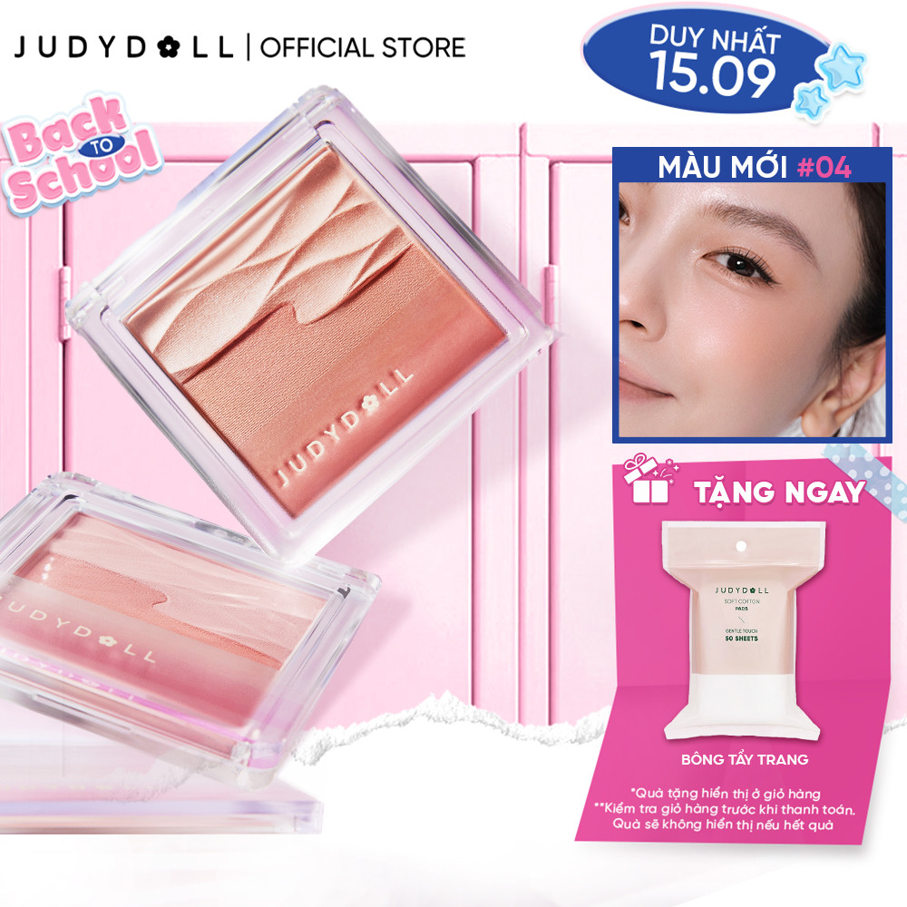 [MỚI] Phấn Má Hồng Nhũ Nhẹ JUDYDOLL Satin Blush Căng bóng Mịn lì Không lộ lỗ chân lông Tệp da Bắt sáng Tự nhiên 5g