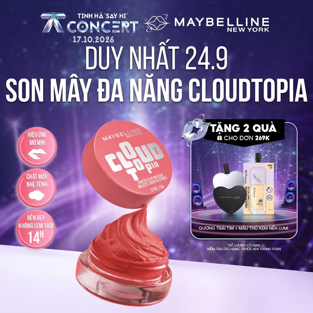 Son Mây Đa Năng Dạng Hũ Mịn Lì Bền Màu Cloudtopia Maybelline New York 5g