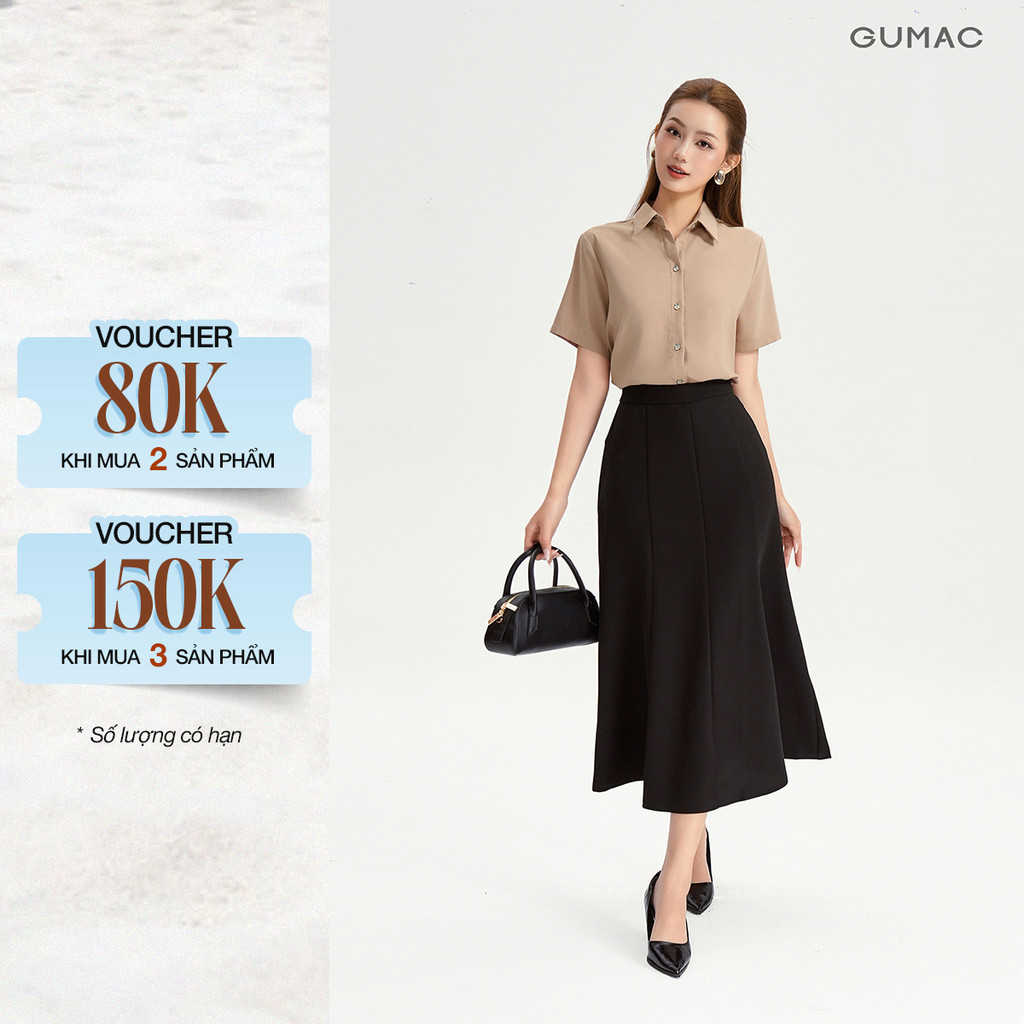 [NHẬP OUTLETLP20 GIẢM 20%] Chân Váy Đuôi Cá Nữ GUMAC Chân Váy Công Sở Dáng Dài Lưng Cao Xòe Nhẹ Nhàng LVF1014 - LVG0406