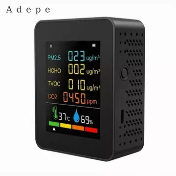 Cảm biến chất lượng không khí Six6-in-1 Đa chức năng PM2.5 Formaldehyde TVOC CO2 Máy đo CO2 Cảm biến CO2 Máy đo chỉ số chất lượng không khí trong nhà