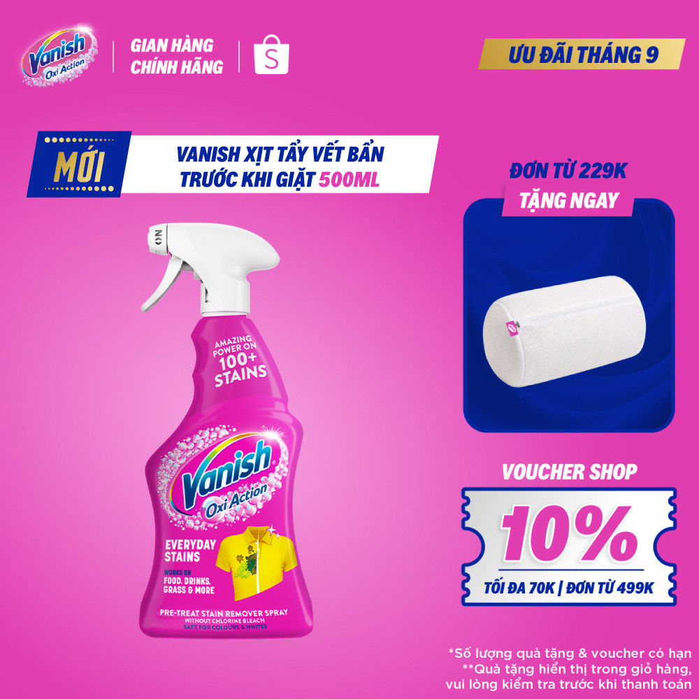 Xịt Tẩy Vết Bẩn Trước Khi Giặt Vanish Oxi Action Everyday Stains 500ml