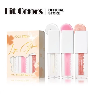 COOL STORY 3 Bộ Son Bóng Dưỡng Ẩm Dưỡng Ẩm Bộ Dầu Môi Dưỡng Ẩm Sáng Bóng Trang Điểm Môi Không Dính Để Chăm Sóc Môi Hàng Ngày Lâu Dài Trong Suốt Bóng Môi