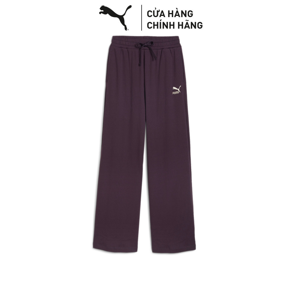 Quần Dài Thời Trang PUMA Nữ CLASSICS Ribbed Relaxed Pant Midnight Plum Màu Tím