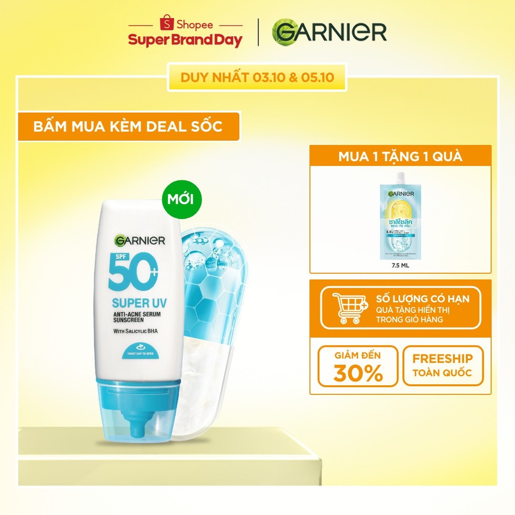 Garnier Oil-control Acne Sunscreen 12H Spf 50+PA++++ – SPF50+, 30 ml