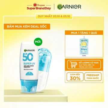Kem Chống Nắng Garnier Phổ Rộng Kiềm Dầu Đến 12H & Hỗ Trợ Giảm Mụn Spf 50+PA++++ 30ML