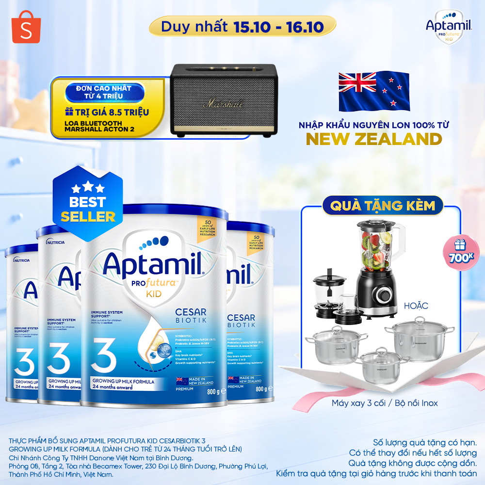 [MUA KÈM DEAL SỐC] CB4 Sữa bột Aptamil Kid Cesarbiotik New Zealand số 3 - Synbiotic đặc chế