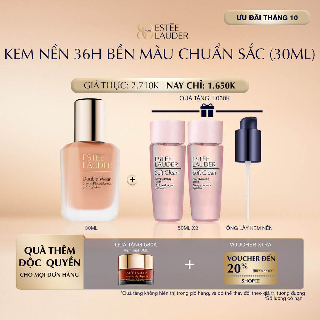 [MỚI] Kem nền lâu trôi 36 giờ, lì mịn Estée Lauder Double Wear Stay-in-Place SPF 10/PA++I Foundation 30ml