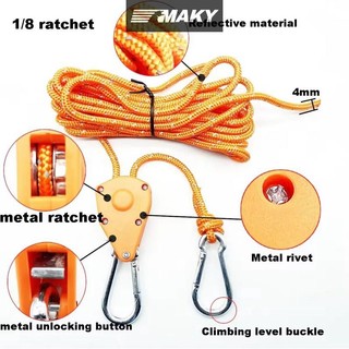 Newwellknownepic Phản Quang 2 / 4 / 5m 4mm Dây Lều Khóa Cố Định Ròng Rọc Căng Móc Treo Mái hiên Dây Gió Buộc Xuống Adjusg VN