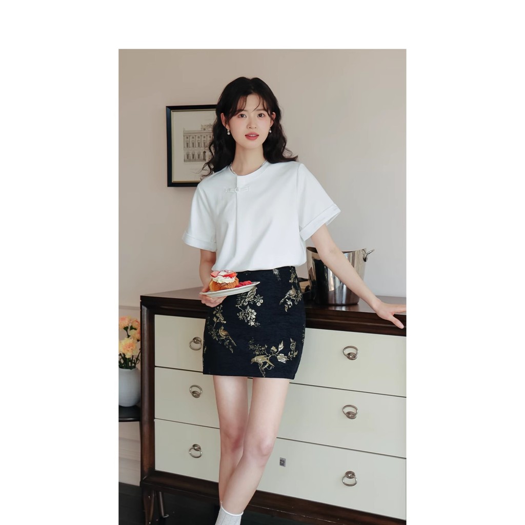 Mutu Mới Phong Cách Trung Hoa Jacquard Hông Váy Nữ Mùa Xuân 2026 Phong Cách Mới Cao Cấp Váy Chữ a