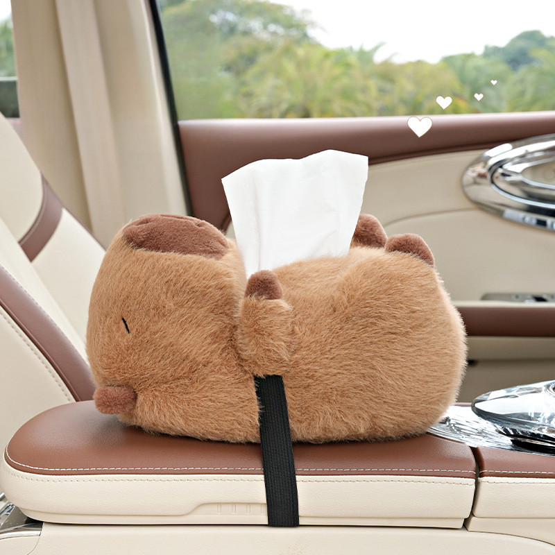 Capybara Xe Treo Khăn Giấy Hộp Dễ Thương Sang Trọng Xe Tay Hộp Bơm Hộp Đa Năng Bơm Hộp