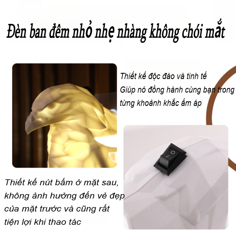 Đại Bàng Cú Đèn Ngủ Dễ Thương LED,Treo Tường Nghệ Thuật Trang Trí Nhựa Động Vật Tượng Sống