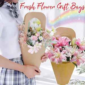 12 Túi Quà Tặng Giấy Kraft Có Cửa Sổ Xem, Hai Kích Cỡ Cho Hoa Tươi / Bó Hoa Nhân Tạo, Thiết Kế Mộc Mạc Cầm Tay Chắc Chắn