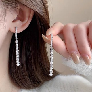 Bông tai bạc 925 kim ngọc trai zircon tua rua, phong cách thanh lịch và sang trọng cho nàng