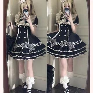 Đầm tay phồng Lolita phong cách Gothic ngọt ngào - Xu hướng mới mùa hè, thiết kế eo hẹp tôn dáng, vừa quyến rũ vừa đáng yêu
