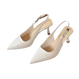 Giày Sandal Da Ngón Chân Bằng Sáng Chế Pháp Nữ Mùa Hè 2025 Tất Cả Trận Đấu Stiletto Mũi Nhọn Khóa Dây Đeo Cao Cấp