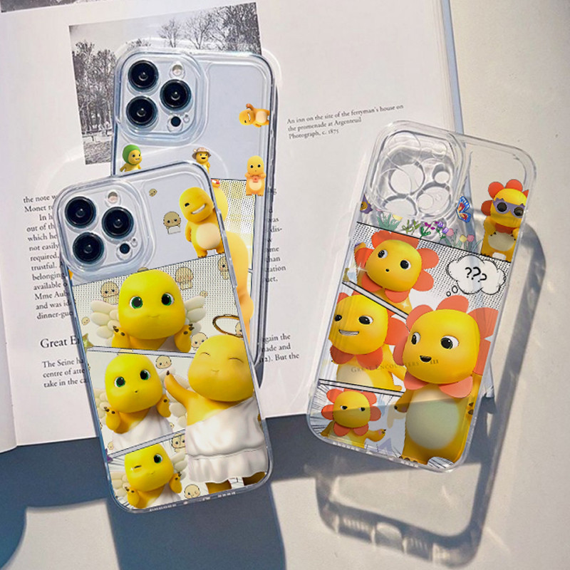 Ốp Điện Thoại NAILONG Màu Vàng Dễ Thương Cho IPhone 14 15 16 17 Pro Max 14 15 16 Plus 16e 17AIR Vỏ Mềm Trong Suốt Hoạt Hình Chống Rơi TPU Xu Hướng Thương Hiệu Chống Sốc