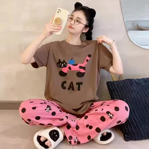 Nữ Tay Ngắn Quần Dài Loungewear Hoạt Hình Dễ Thương In Hình Trang Phục Nhà Cho Phòng Ngủ Nghỉ Hàng Ngày Thường Ngày Ngoài Trời Dịp
