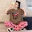 Nữ Tay Ngắn Quần Dài Loungewear Hoạt Hình Dễ Thương In Hình Trang Phục Nhà Cho Phòng Ngủ Nghỉ Hàng Ngày Thường Ngày Ngoài Trời Dịp