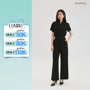 Quần Tây Nữ GUMAC Form Ống Thẳng 28cm Tôn Dáng Lưng Cao Phối Nút Kim Loại Thanh Lịch QG03020