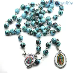 Unstop * Dây chuyền hình bầu dục Công giáo tôn giáo thời trang dành cho nữ Hạt Jewerly Quà tặng