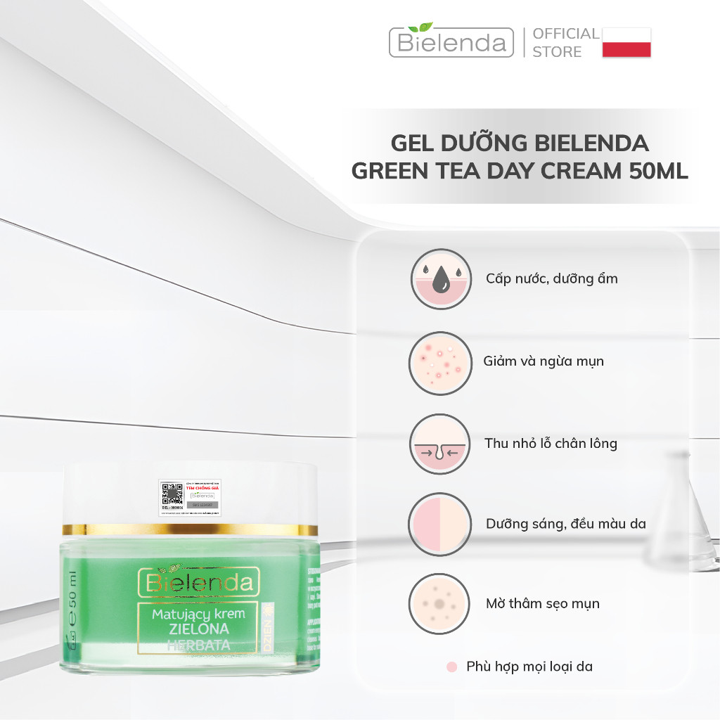 Gel dưỡng Bielenda Green Tea Day Cream cho da dầu mụn 50ml