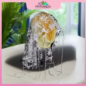 MYPANDA 1 Cái Phong Cách Pháp Thêu Thanh Lịch Ngắn Vệ Sinh Làm Cỏ Mũ Vintage Full Ren Cô Dâu Khăn Lau Có Nơ Ruy Băng.