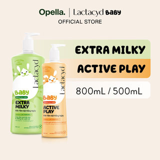 Bộ Sữa Tắm Gội Trẻ Em Lactacyd Baby Extra Milky Size Jumbo 800ml + Chai Sữa Tắm Gội Trẻ Em Active Play 500ml