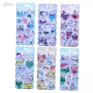 Jfory 6 Miếng 3D Hoạt Hình Dán GEM Miếng Dán Trang Trí Giáo Dục Quà Tặng Pha Lê Dán Chai Lịch Bé Trai Bé Gái