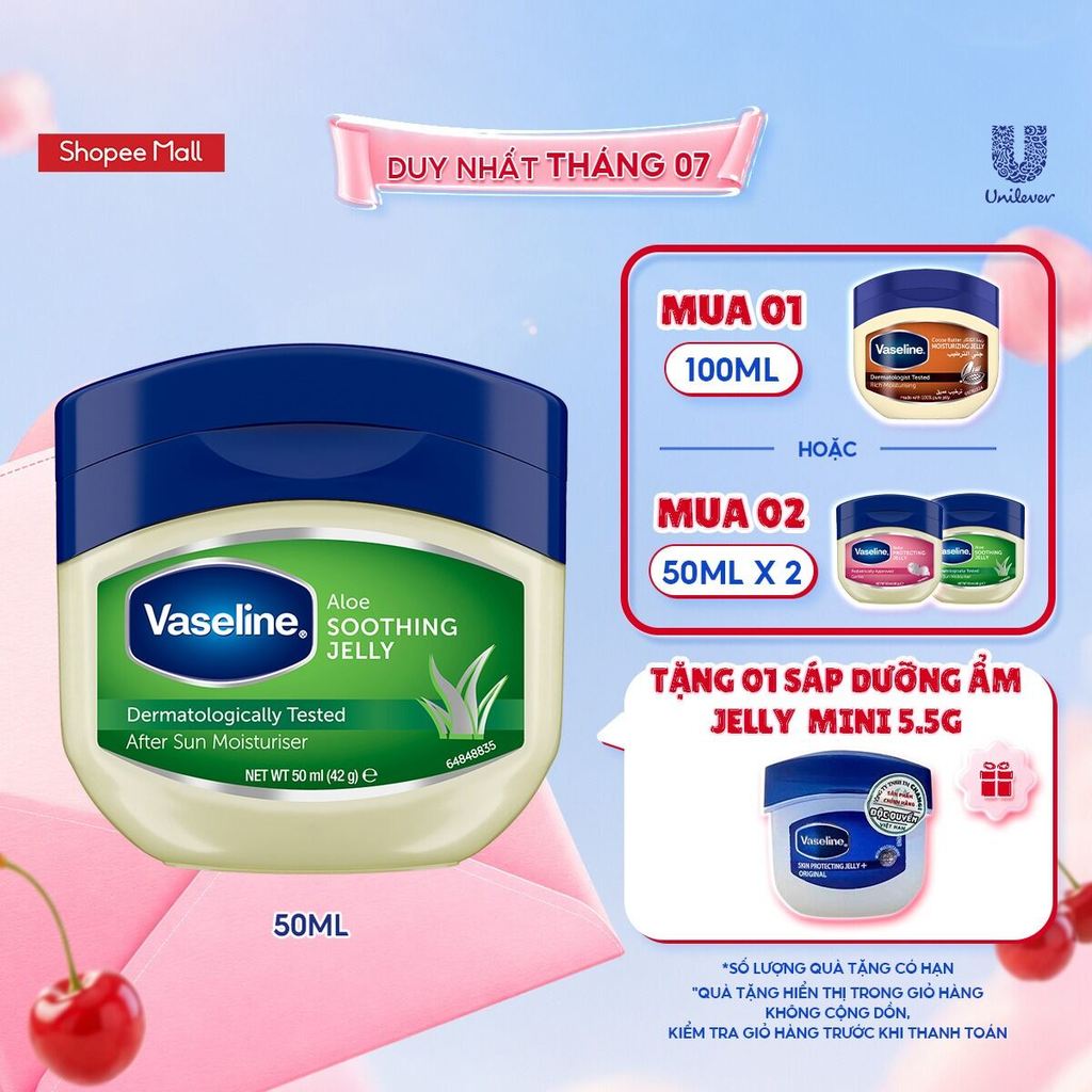 Sáp dưỡng ẩm Vaseline Protecting Jelly Lô Hội - Aloe (Tùy chọn dung tích)