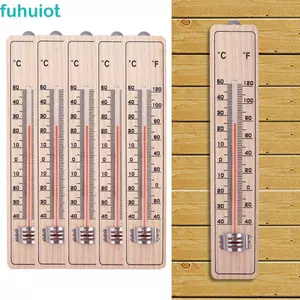 Đồng hồ đo nhiệt độ FUHUIOT, Nhiệt kế gỗ treo tường, Dụng cụ đo lường Màn hình nhiệt độ chữ số rõ ràng tại nhà