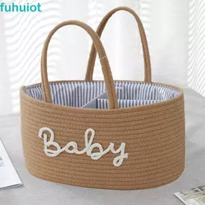 Túi đựng tã di động FUHUIOT, ngăn đựng tã di động, Giỏ đựng sản phẩm cho bé Dây bông Giỏ đựng đồ vệ sinh lớn đa chức năng cho bé