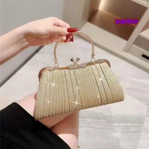 Túi dạ hội SAMO Bowknot, Túi đeo vai dây chuyền Sequin vàng, Túi xách thời trang dành cho nữ
