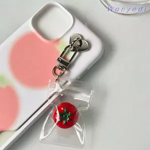 Mặt dây chuyền trái cây WANYEDI, Nút Carabiner chủ đề trái cây quyến rũ điện thoại cà chua, Túi nhựa phong cách dễ thương Mặt dây chuyền Phụ kiện điện thoại