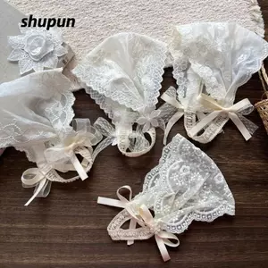 Băng Đô Co Giãn SHUPUN, Nơ Hoa Trắng Hàn Quốc Nơ Rỗng Ren Cho Bé Băng Đô, Công Chúa Co Giãn Dây Rộng Trẻ Sơ Sinh Mũ Đạo Cụ Chụp Ảnh