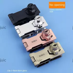 Khóa Cửa Kính JUIC, Khóa Hiển Thị Tủ Hợp Kim Kẽm Phần Cứng, Cửa Đơn / Đôi An Ninh Không Đục Lỗ Khóa Cửa Kính