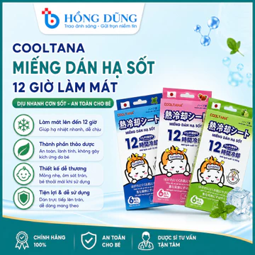 Dán hạ sốt Cooltana cho bé - Hộp 6 miếng dùng được cho trẻ sơ sinh Cooling Sheet (1 Gói 2 miếng)