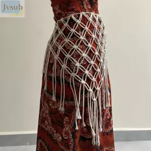 JVSUB Netted Fringe Dây Thắt Lưng, Thiết Kế Dân Tộc Tua Rua Trang Trí Dệt Tay Bikini Che, Thời Trang Bohemian Thắt Lưng Nữ Thắt Lưng Phụ Kiện