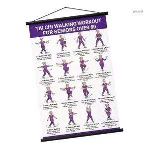 Poster tập thể dục SUIT Taiji dành cho người cao tuổi Biểu đồ treo tường tại nhà với 16 bước đi và bước in rõ ràng Guidan