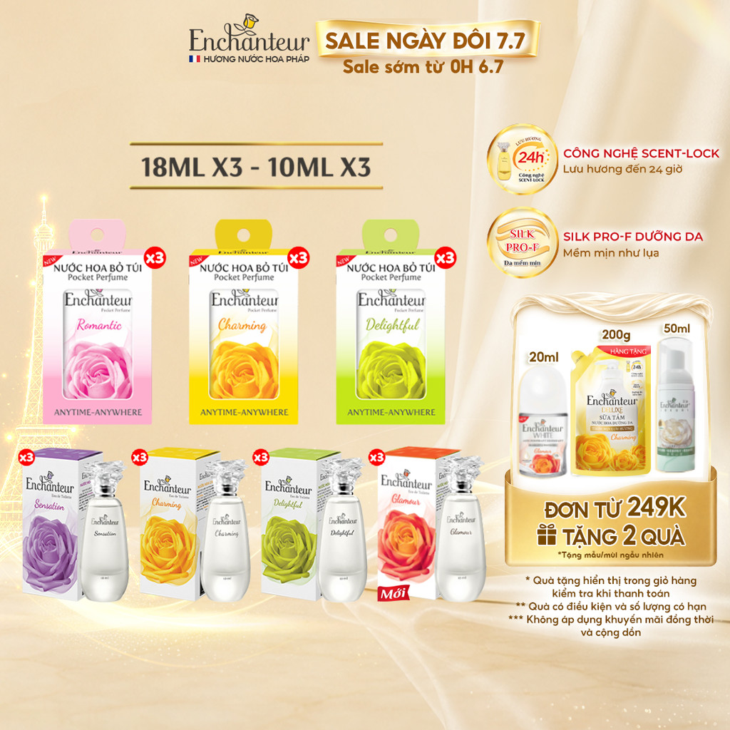 Combo 3 Nước hoa bỏ túi EDT Enchanteur 10ml / 18ml - lưu hương dài lâu, đạt chứng nhận Safe Perfume và Cruelty Free